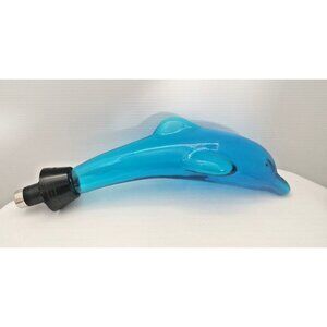 Dolphin Blue Glass Shade For Lamp In Form Of Dolphin 11"X3"5x3"